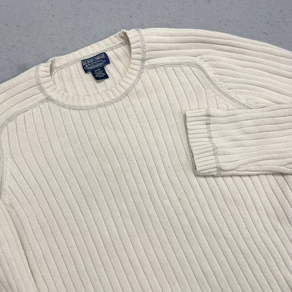 Vintage Polo Jeans Co Ralph Lauren Ribbed Sweater Mens Medium Cream Cotton Knit